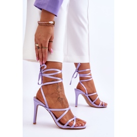 Sandalias Atadas De Mujer En Un Tacón Alto Morado Meya violeta 3