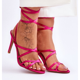 Sandalias De Mujer Atadas Fucsia Meya Tacón Alto rosado 1