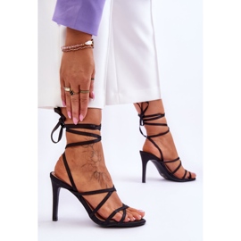 Sandalias Atadas De Mujer En Un Tacón Alto Negro Meya 3