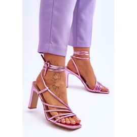 Sandalias de tacón alto Tessoro atadas a la moda rosa 2