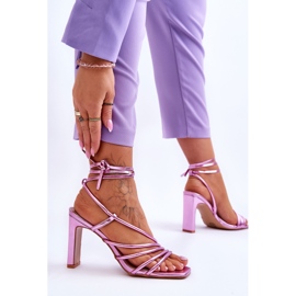 Sandalias de tacón alto Tessoro atadas a la moda rosado 3