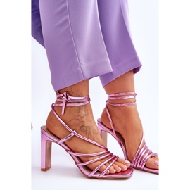 Sandalias de tacón alto Tessoro atadas a la moda rosado 8