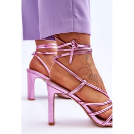 Sandalias de tacón alto Tessoro atadas a la moda rosado 5