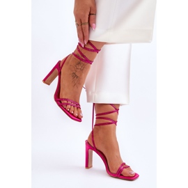Elegantes Sandalias Atadas Con Strass Nessy Fucsia rosado 3