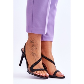 Elegantes Sandalias Slip-on Tacón Alto Negro Colima 7