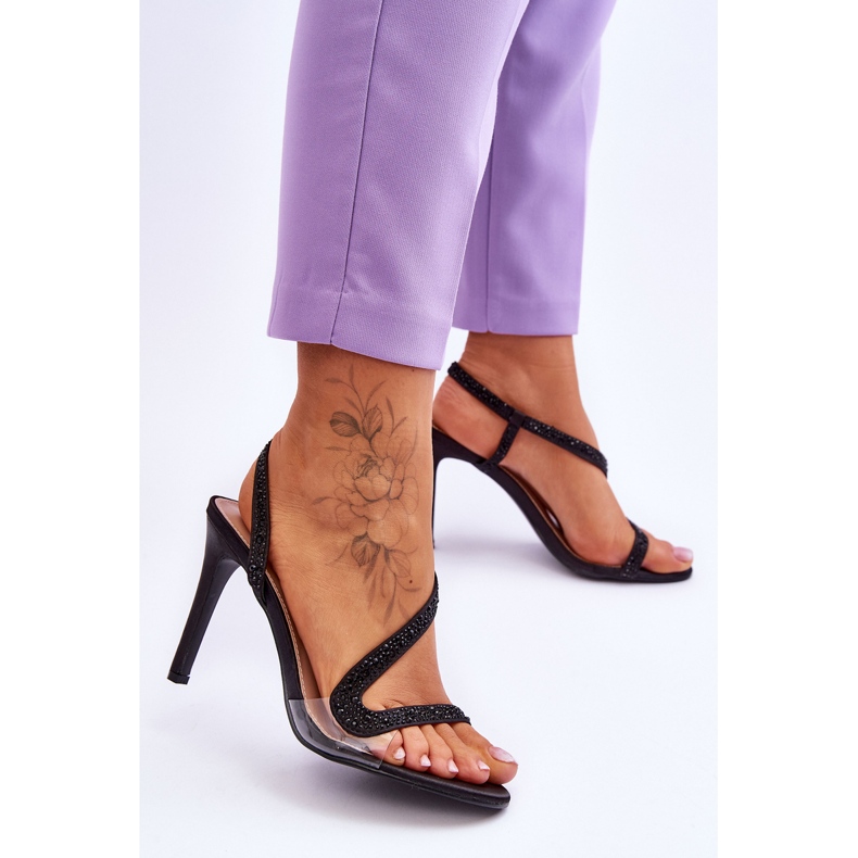 Elegantes Sandalias Slip-on Tacón Alto Negro Colima 2