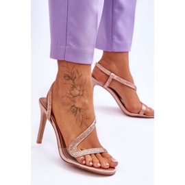 Elegantes sandalias de tacón alto Colima color nude sin cordones beige 2