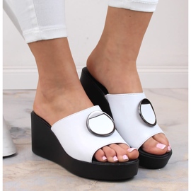 Babucha cuña mujer en piel blanca Filippo DK4610 blanco 6