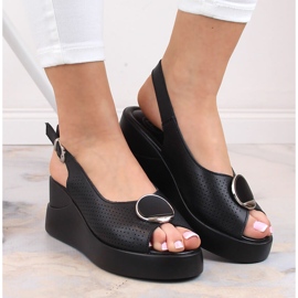 Sandalias cuña mujer en piel negra Filippo DS4406 negro 5