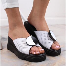 Babucha cuña mujer en piel blanco Filippo DS4608 6