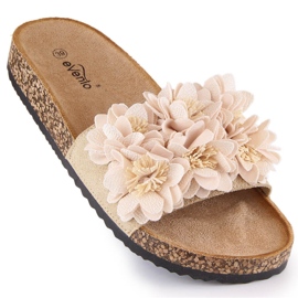 Sandalias mujer planas con flores beige eVento 5969 1 Sandalias mujer planas con flores beige eVento 5969 1