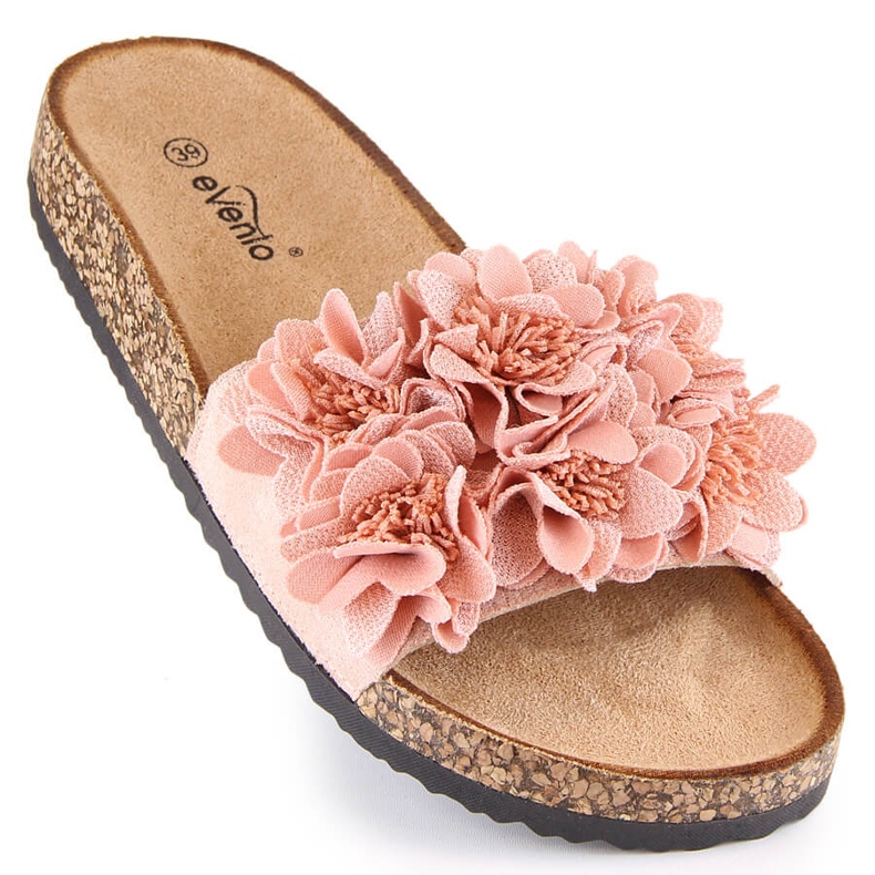 Sandalias planas de mujer con flores rosa empolvado eVento 5969 1