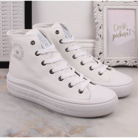 Zapatillas tobilleras de mujer con plataforma blancas Big Star LL274A183 blanco 2