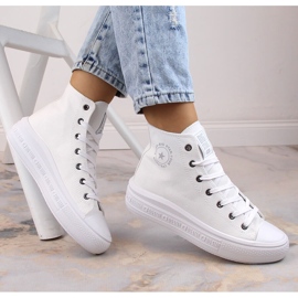 Zapatillas tobilleras de mujer con plataforma blancas Big Star LL274A183 blanco 6