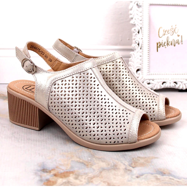 Beige/oro Sandalias Filippo Cuero Calado DS4475 dorado 1