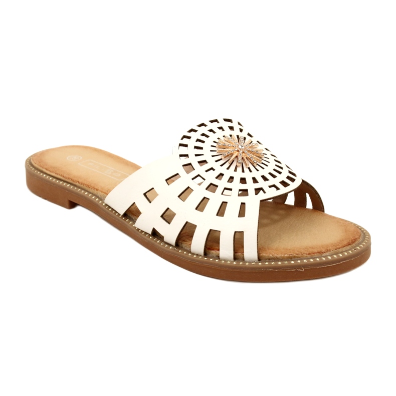 Chanclas De Mujer De Moda Caladas Con Circonitas Filippo DK4621/23 WH Blanco 1