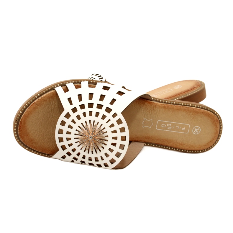 Chanclas De Mujer De Moda Caladas Con Circonitas Filippo DK4621/23 WH Blanco 4