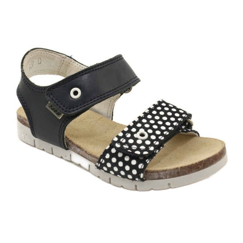 Bartek Sandalias de cuero azul marino de chicas en puntos 1