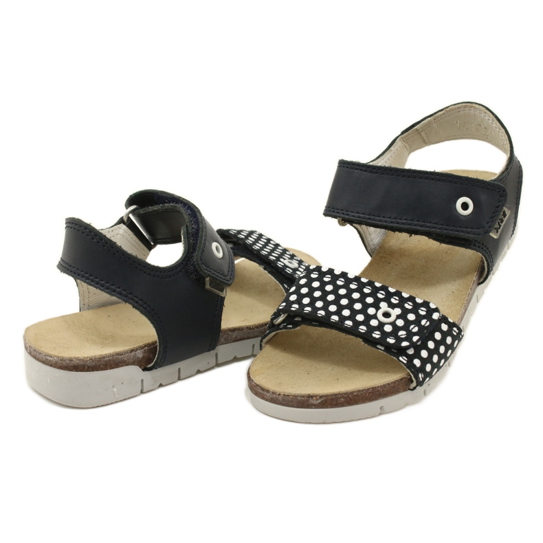 Bartek Sandalias de cuero azul marino de chicas en puntos 4