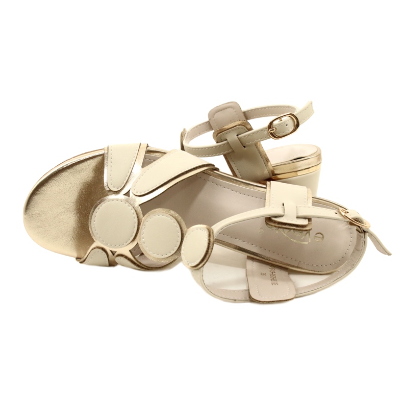 Evento Sandalias para mujeres con un 23SD35-5575 decorativo superior Beige-Gold 6