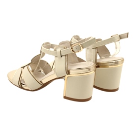 Evento Sandalias para mujeres con un 23SD35-5575 decorativo superior Beige-Gold 5