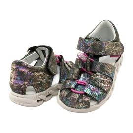 Sandalias de niñas de cuero brillante Mazurek 1364 Metálico gris 4
