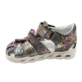Sandalias de niñas de cuero brillante Mazurek 1364 Metálico gris 2