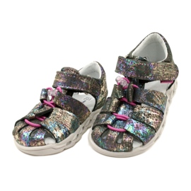 Sandalias de niñas de cuero brillante Mazurek 1364 Metálico gris 3