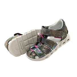 Sandalias de niñas de cuero brillante Mazurek 1364 Metálico gris 6