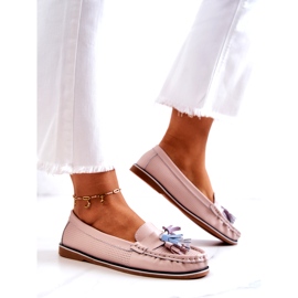 Evento Mocasines Mujer Piel Con Flecos Rosa Laressa 3