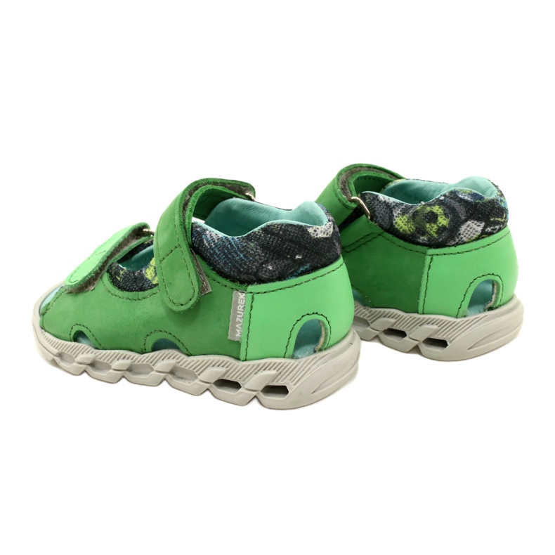 Sandalias de cuero para niños para velcro mazurek 1363 verde 6