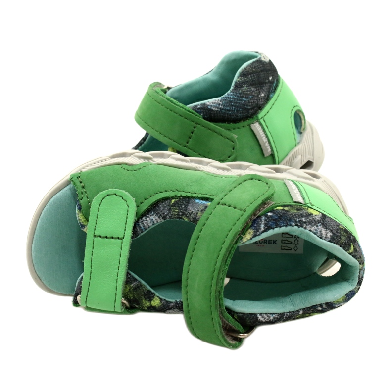 Sandalias de cuero para niños para velcro mazurek 1363 verde 5