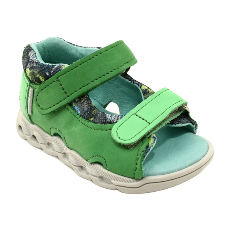 Sandalias de cuero para niños para velcro mazurek 1363 verde 1