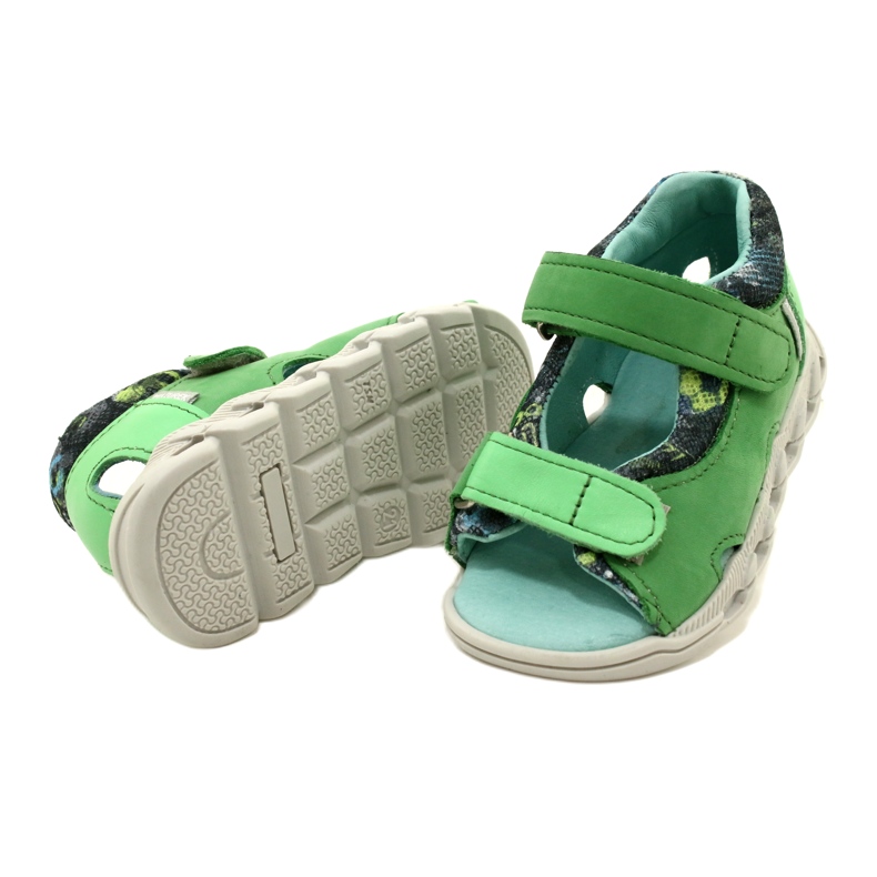 Sandalias de cuero para niños para velcro mazurek 1363 verde 4