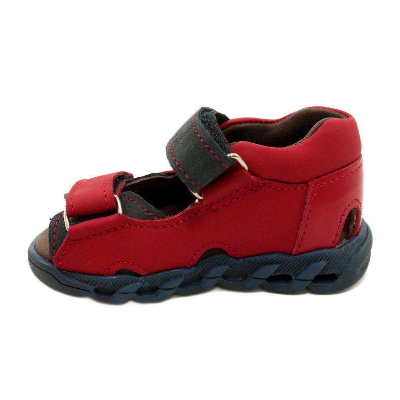 Sandalias de cuero para niños para velcro mazurek 1363 rojo 2