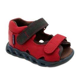 Sandalias de cuero para niños para velcro mazurek 1363 rojo 1