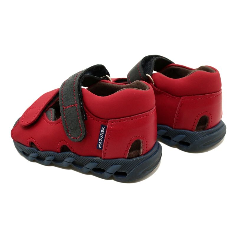 Sandalias de cuero para niños para velcro mazurek 1363 rojo 6