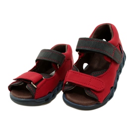 Sandalias para niños de cuero para velcro mazurek 1363 rojo 3
