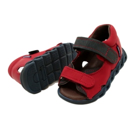 Sandalias para niños de cuero para velcro mazurek 1363 rojo 4