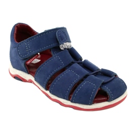 Sandalias de cuero para velcro mazurek 1364 azul marino 1
