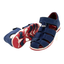 Sandalias de cuero para velcro mazurek 1364 azul marino 4