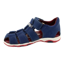 Sandalias de cuero para velcro mazurek 1364 azul marino 2