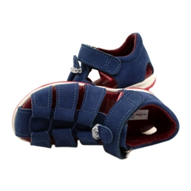Sandalias de cuero para velcro mazurek 1364 azul marino 5