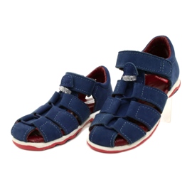 Sandalias de cuero para velcro mazurek 1364 azul marino 3