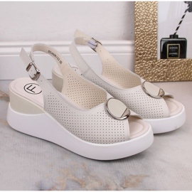Sandalias con cuña de piel Filippo W DS4406 beige blanco 2