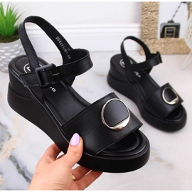 Sandalias con cuña de piel Filippo W DS4411 negro 1