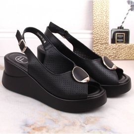 Sandalias con cuña de piel Filippo W DS4406 negro 2