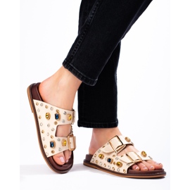 Seastar Chanclas de moda con cristales. beige 2