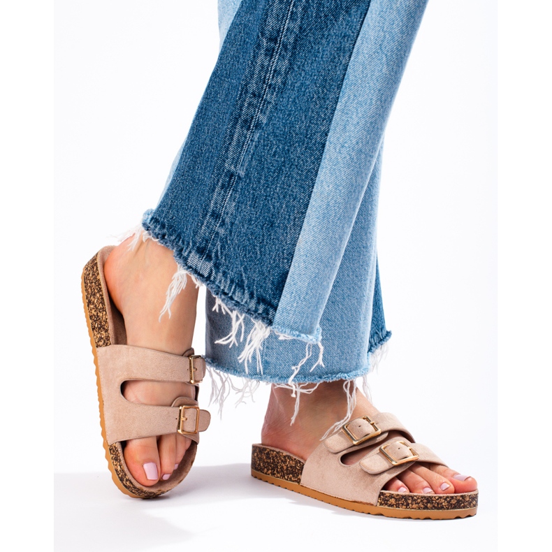 Goodin Zapatillas cómodas con hebillas beige 2