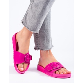 Chanclas Shelovet rosas con hebilla rosado 3